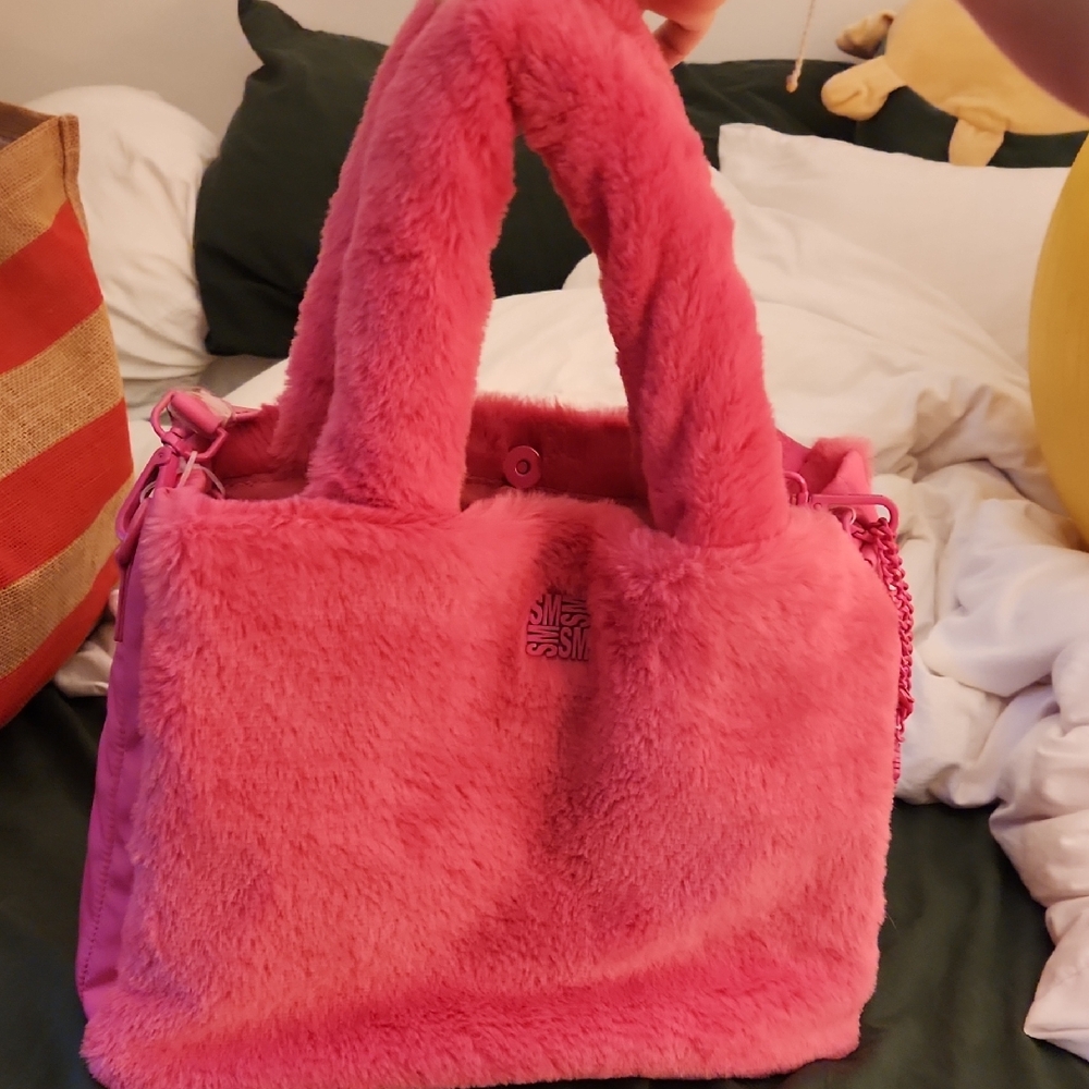 Steve Madden Pink Faux Fur Tote Bag